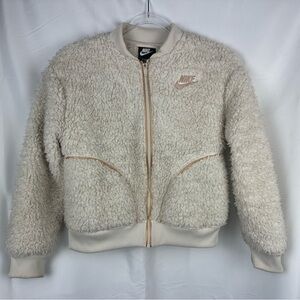 Nike Sportswear High Pile Fleece Shine Bomber Girls Jacket. Size Large.